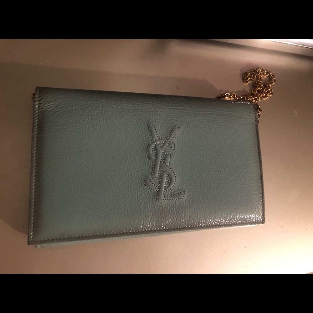 YSL Teal patent leather small bag